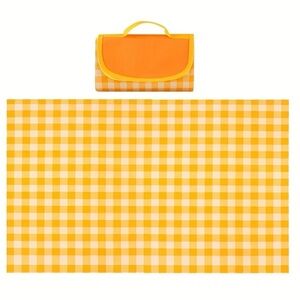 Orange White Checkered Picnic Mat 80x80